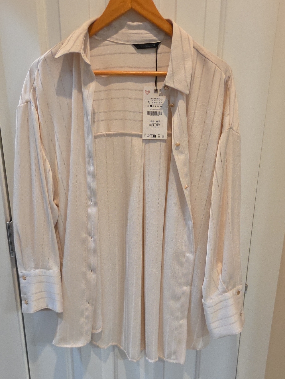 Zara Textured Satin Stripes Shirt.